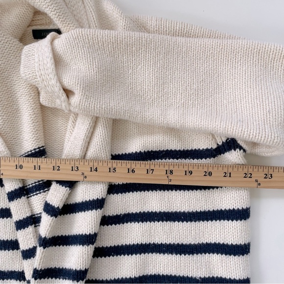 J.Crew Women's Cream Navy Blue Striped Open Front Cardigan Long Lined Size SMALL - Picture 9 of 10